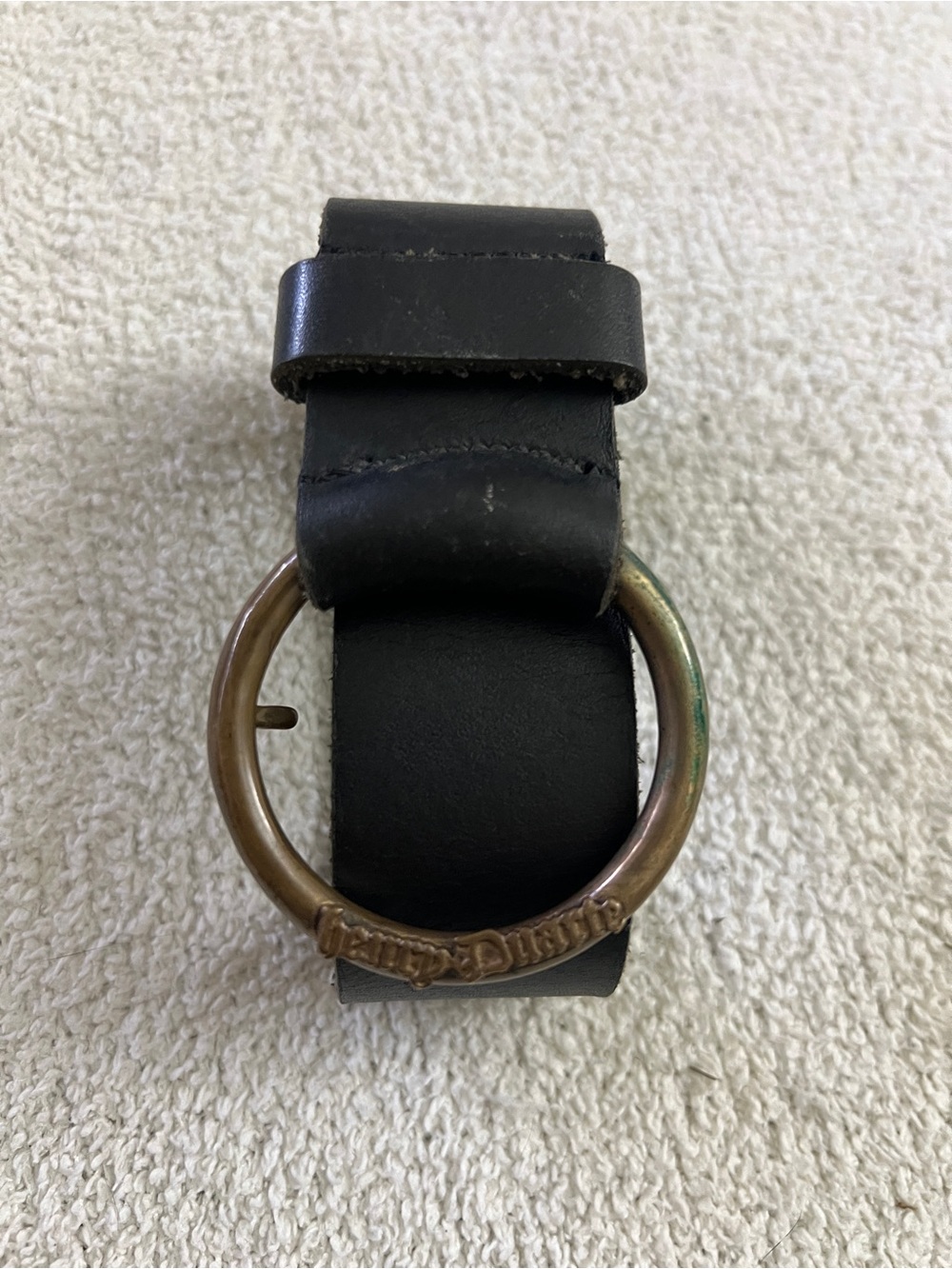Henry Duarte Black Leather Belt Oversized Ring Buckle Rocker 39”